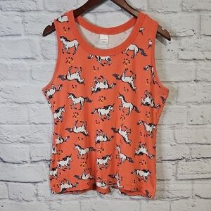 Horse print Hanna Andersson Orange Tank Top with Horse/Unicorn Print